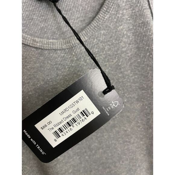 Allbirds S Tank Midi Dress Gray Ribbed Stretch Scoop Merino Wool Hemp Maxi NEW - Picture 7 of 9